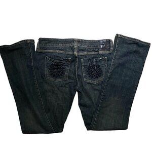 Marlow Vintage Low Rise Original Embroidered Dark Wash Blue Jeans Women’s 30